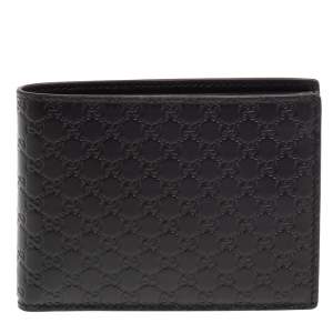 Gucci Black Leather Microguccissima Bifold Wallet