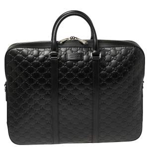 Gucci Black Guccissima Leather Briefcase