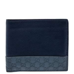 Gucci Blue Micro Guccissima Leather Bi-Fold Wallet