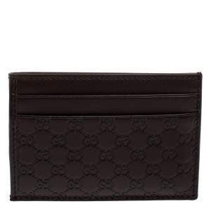 Gucci Dark Brown Guccissima Leather ID Window Card Case