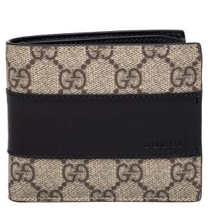 Gucci Beige/Black GG Supreme Canvas And Leather Wallet