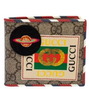 Gucci Beige GG Supreme Canvas Courrier Bifold Wallet