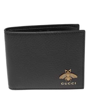 Gucci Black Leather Animalier Bifold Wallet