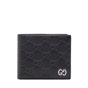 Gucci Black Guccissima Leather GG Signature Bifold Wallet