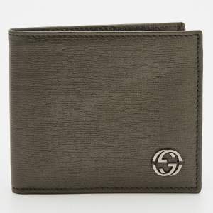 Gucci Olive Green Leather Interlocking G Bifold wallet
