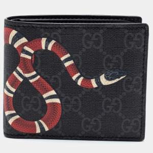 Gucci Black GG Supreme Canvas Kingsnake Bifold Wallet