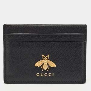 Gucci Black Leather Animalier Card Holder