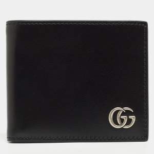 Gucci Black Leather GG Marmont Bifold Wallet