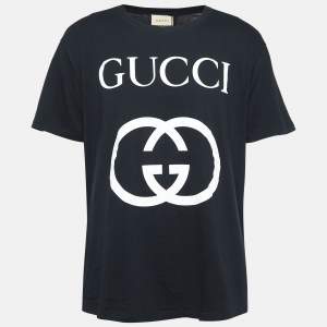 Gucci Black GG Print Jersey T-Shirt L
