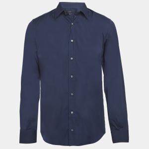 Gucci Caspian Blue Poplin Cotton Button Front Fitted Shirt L