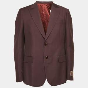 Gucci Burgundy Mohair Single Breasted Blazer L