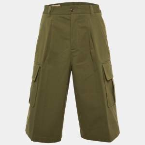 Gucci Green Cotton GG Canvas Panelled Cargo Shorts L