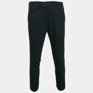 Gucci Navy Blue Cotton Drill Embroidered Detail Trousers M