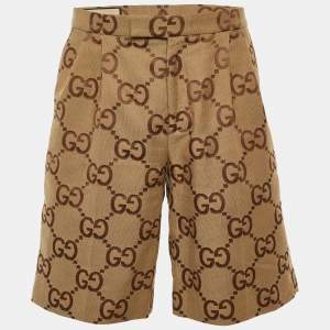 مملوكة مسبقًا Gucci Brown GG Jacquard Cotton Pleated Shorts M