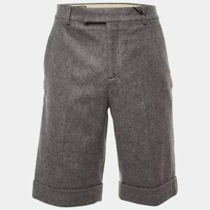 Pre Owned Gucci Grey Wool & Cashmere Cuffed Hem Shorts L