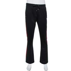 Gucci Black Jersey Side Stripe Detail Technical Flared Pants S