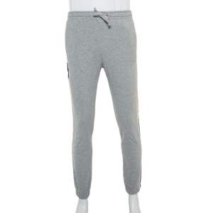 Gucci Grey Logo Print Cotton Joggers XS