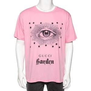Gucci Garden Pink Cotton Eye Printed Short Sleeve T-Shirt XL 