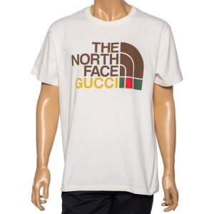 Gucci x The North Face Cream Logo Printed Cotton Short Sleeve T-Shirt M