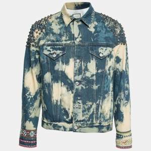 Gucci Blue Washed Denim Studded Button Front Jacket S