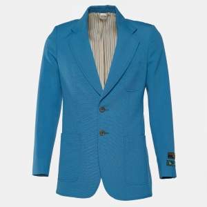 Gucci Teal Blue Wool Camden Single Breasted Blazer S