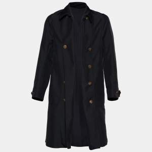 معطف طويل غوتشي كانفاس أسود صدرية مزدوجة مقاس متوسط (ميديوم)