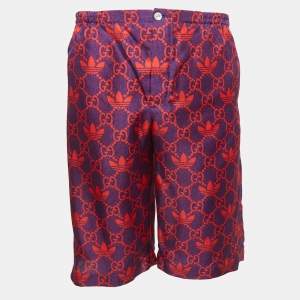 Gucci X Adidas Marco GG/Trefoil Print Silk Shorts S