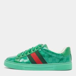 Gucci Green GG Crystal Canvas Ace Sneakers Size 41