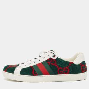 Gucci Tricolor GG Terry Fabric and Leather Ace Sneakers Size 45.5