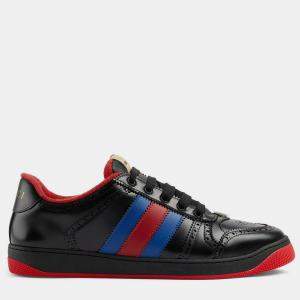 Gucci Black/Blue/Red Leather Screener Sneaker EU 42