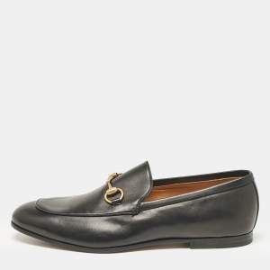Gucci Black Leather Jordaan Loafers Size 43
