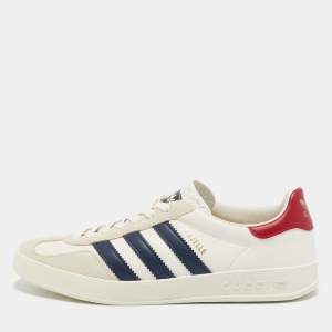 Adidas x Gucci White Leather and Suede Gazelle Low Top Sneakers Size 42