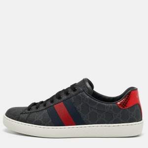 Gucci Black GG Supreme Canvas Web Ace Sneakers Size 41