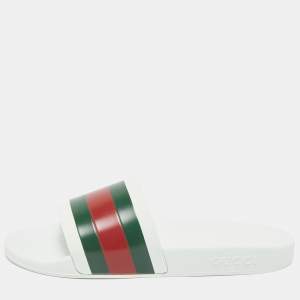 Gucci White Rubber Pursuit 72 Pool Slides Size 45