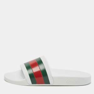 Gucci White Rubber Pursuit 72 Pool Slides Size 41