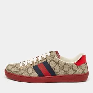 Gucci Beige/Brown GG Supreme Canvas Ace Sneakers Size 42.5