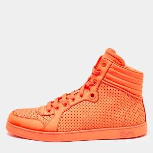 Gucci Orange Leather Coda High Top Sneakers Size 42.5