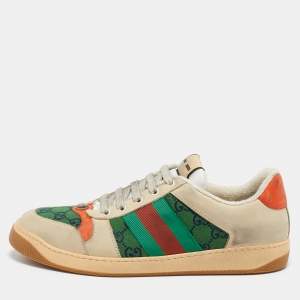 Gucci Multicolor GG Canvas and Nubuck Leather Screener Sneakers Size 44.5