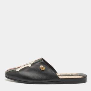 Gucci Black Leather NY Yankees Flat Mules Size 41