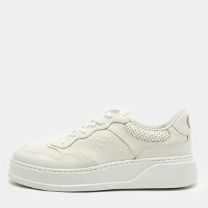 Pre Owned Gucci Off White Jumbo GG Leather Chunky B Sneakers Size 44.5