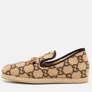 مملوكة مسبقًا حذاء لوفرز غوتشي فريا وول حورسبت بيج/أسود سليب أون مقاس 44.5