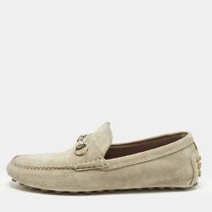 مملوكة مسبقًا Gucci Horsebit Size 45 Beige Suede Driver Loafers
