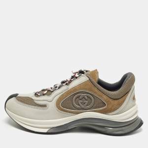 Pre Owned Gucci Run Size 41.5 Multicolor Nubuck Leather and Mesh Low Top Sneakers