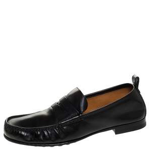 Gucci Black Leather Beyond Penny Loafers Size 40