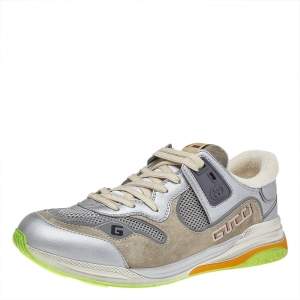 Gucci Multicolor Leather And Mesh Ultrapace Lace Up Sneakers Size 44