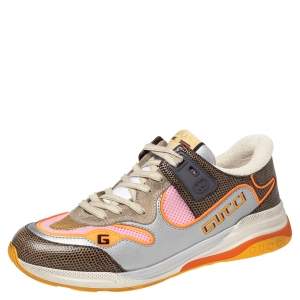 Gucci Multicolor Mesh, Leather and Suede Ultrapace Low Top Sneakers Size 43