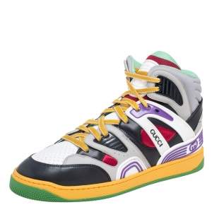 Gucci Multicolor Rubber And Leather High-Top Sneakers Size 42