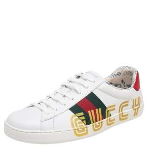  Gucci White/Red Leather  Ace Web Detail Sneakers Size 40