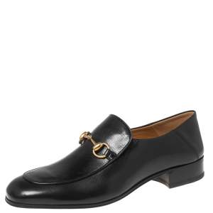 Gucci Black Leather Brixton Collapsible Loafers Size 43