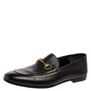 Gucci Black Leather Horsebit Jordaan Loafers Size 43.5 
